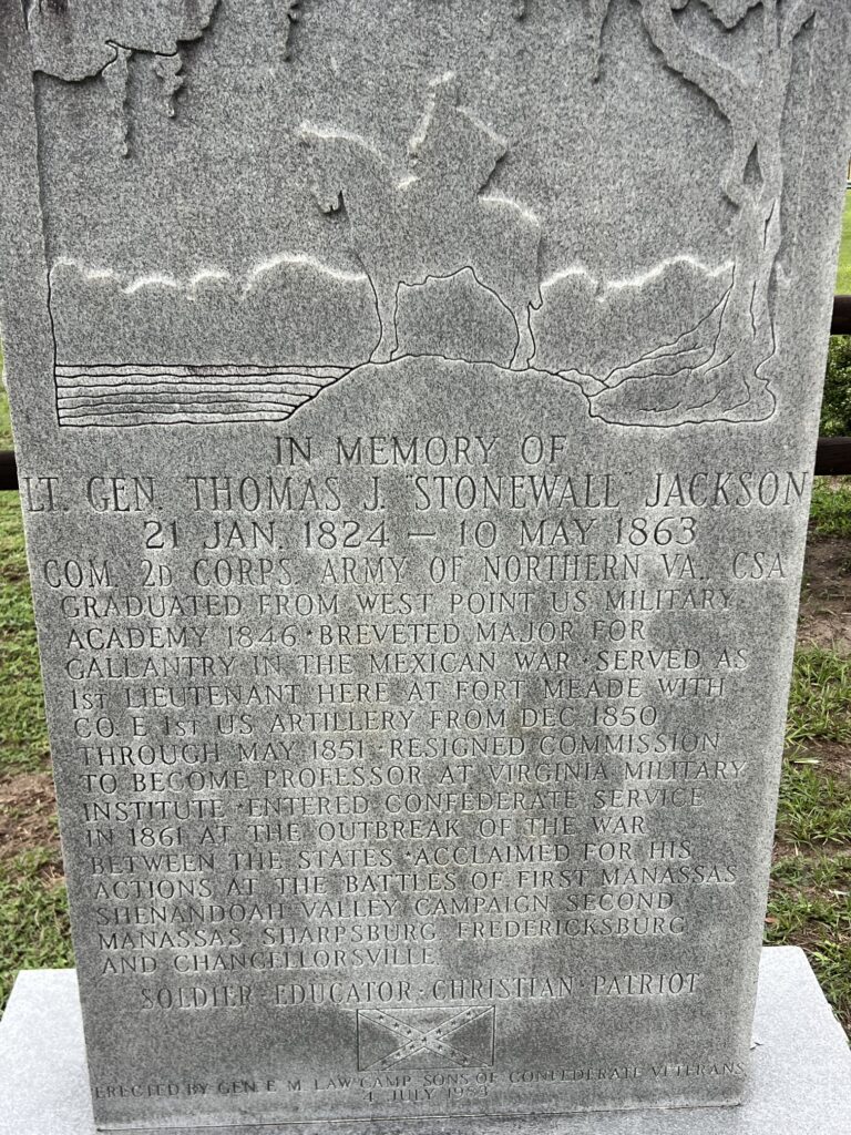 Memorial marker at Fort Meade, Florida honoring Lt. Gen. Thomas J. "Stonewall" Jackson, who served there in 1851 before the Civil War